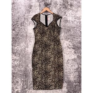 Pinup Couture Dress Large Womens Leopard Retro Sheath Pencil